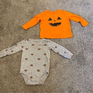 Set Of Fall Baby Onepiece Shirt Football & Jack O Lantern 12m 12 Month Carter’s